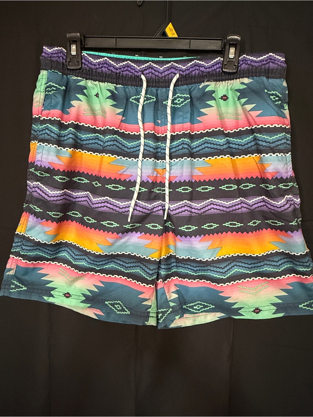 Printed Aztec-Pattern Mens Swim Shorts - Multi